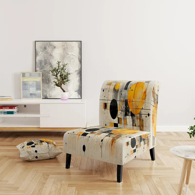 Chaise d'appoint Designart Geometric Abstraction III en tissu avec formes abstraites et chaise à accoudoirs moderne et contemporaine