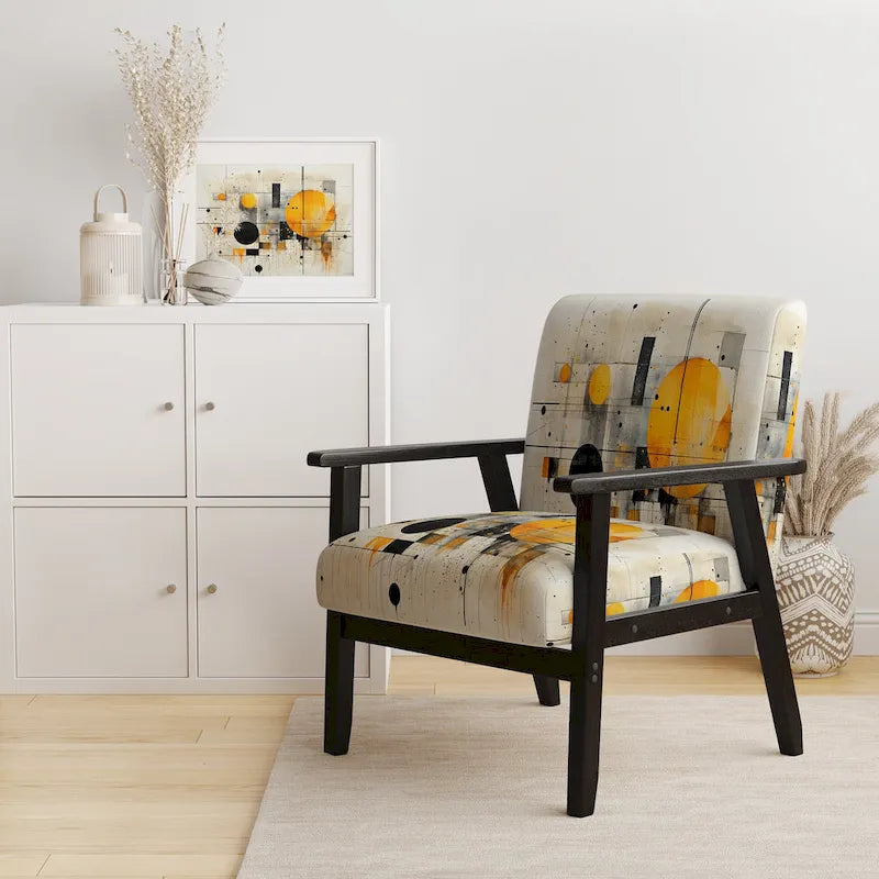 Chaise d'appoint Designart Geometric Abstraction III en tissu avec formes abstraites et chaise à accoudoirs moderne et contemporaine