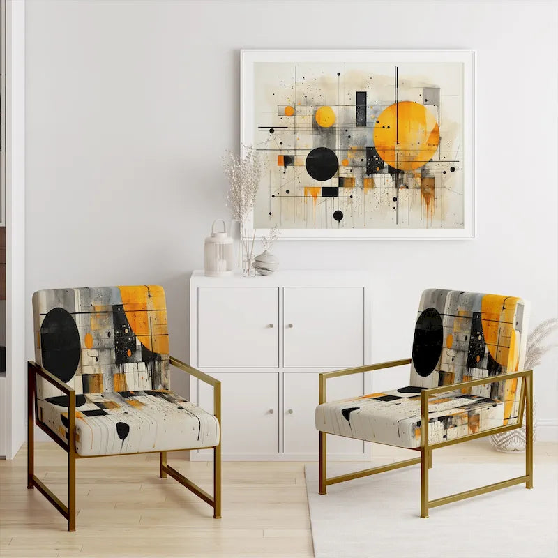 Chaise d'appoint Designart Geometric Abstraction III en tissu avec formes abstraites et chaise à accoudoirs moderne et contemporaine