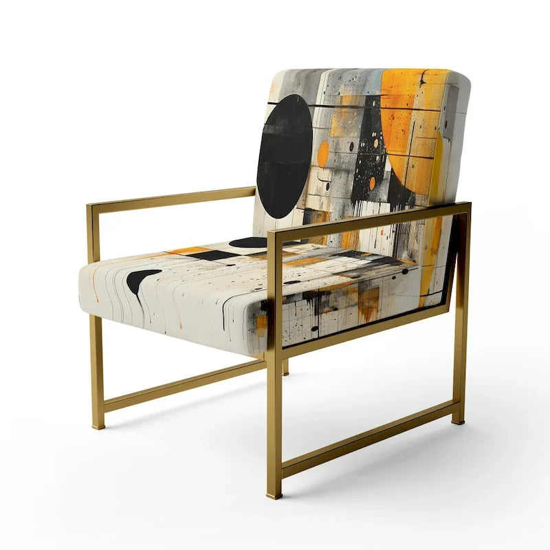 Chaise d'appoint Designart Geometric Abstraction III en tissu avec formes abstraites et chaise à accoudoirs moderne et contemporaine
