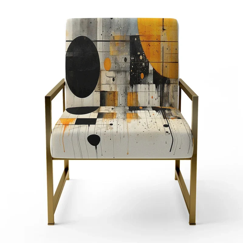 Chaise d'appoint Designart Geometric Abstraction III en tissu avec formes abstraites et chaise à accoudoirs moderne et contemporaine
