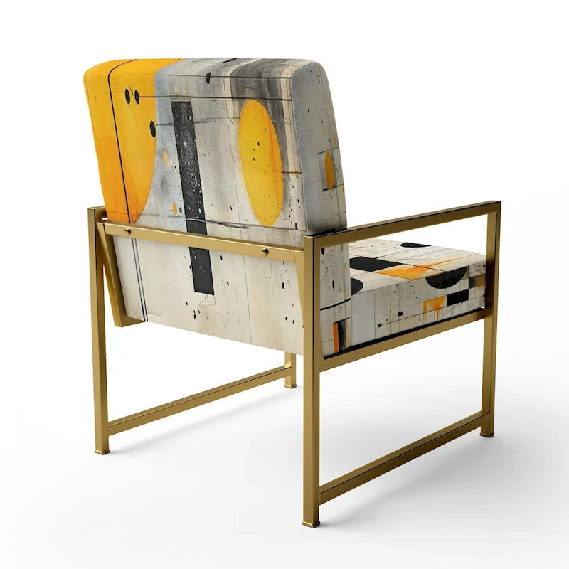 Chaise d'appoint Designart Geometric Abstraction III en tissu avec formes abstraites et chaise à accoudoirs moderne et contemporaine