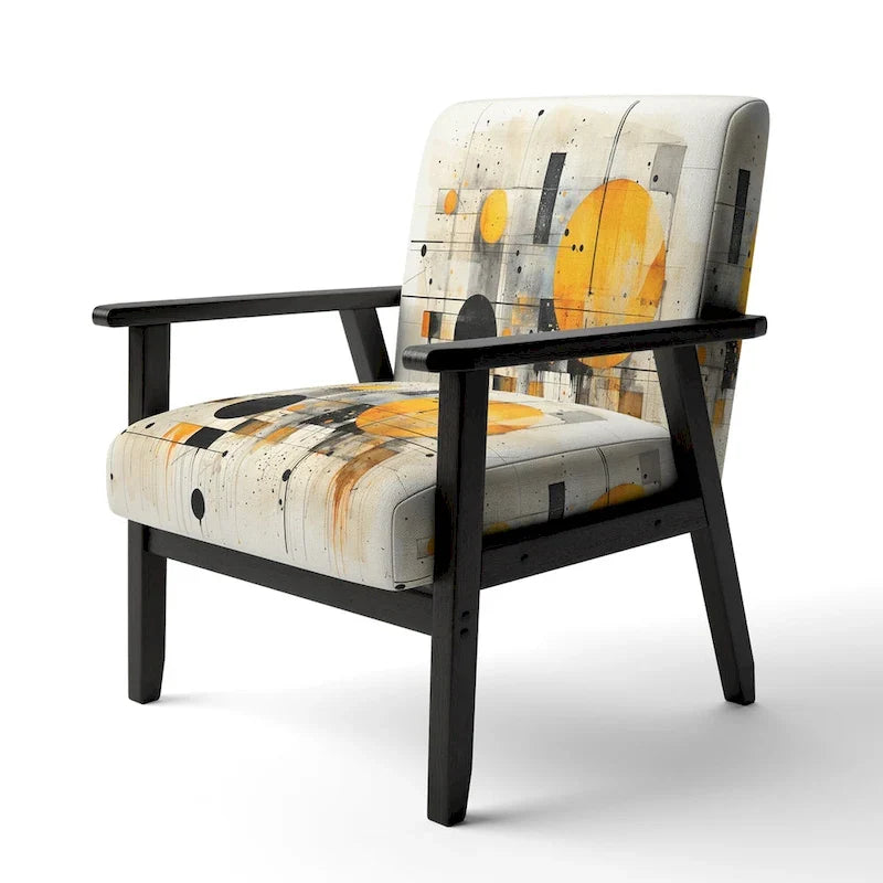 Chaise d'appoint Designart Geometric Abstraction III en tissu avec formes abstraites et chaise à accoudoirs moderne et contemporaine