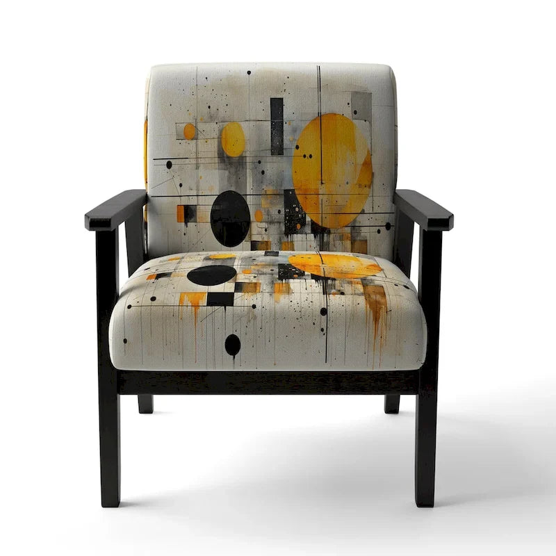 Chaise d'appoint Designart Geometric Abstraction III en tissu avec formes abstraites et chaise à accoudoirs moderne et contemporaine