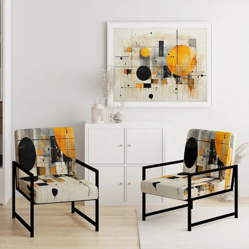 Chaise d'appoint Designart Geometric Abstraction III en tissu avec formes abstraites et chaise à accoudoirs moderne et contemporaine