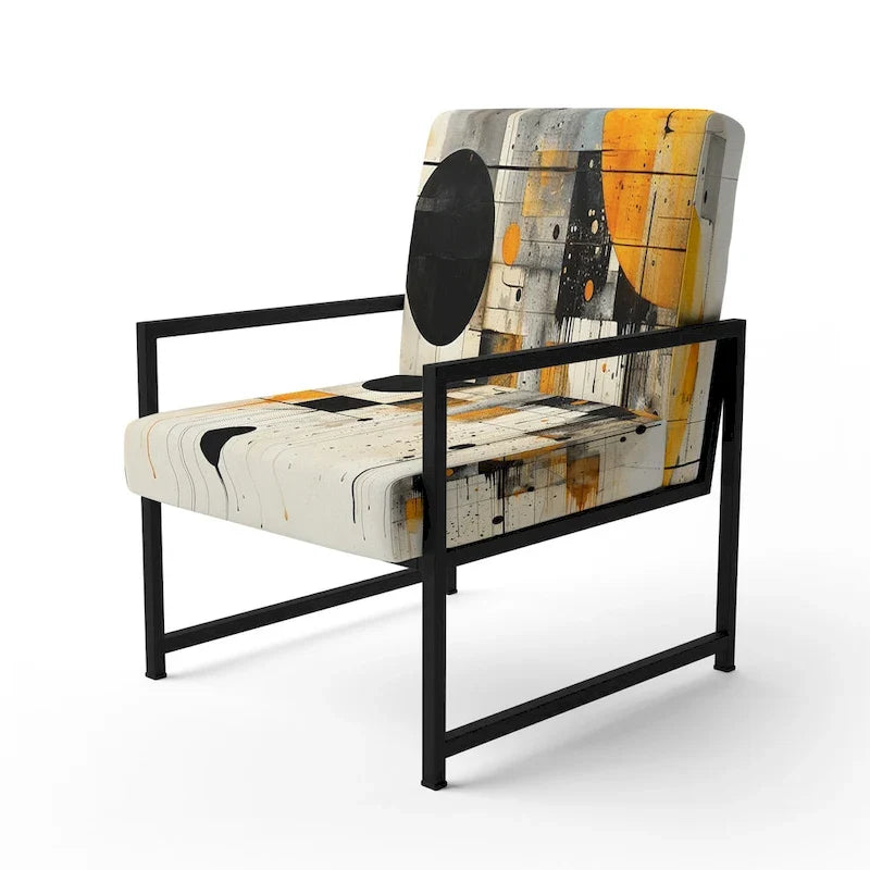 Chaise d'appoint Designart Geometric Abstraction III en tissu avec formes abstraites et chaise à accoudoirs moderne et contemporaine