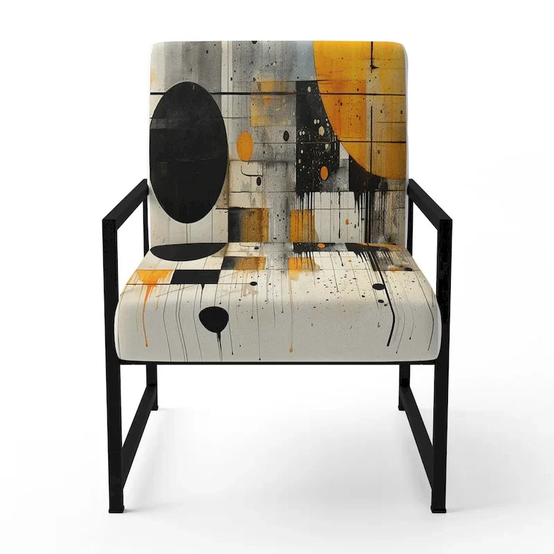 Chaise d'appoint Designart Geometric Abstraction III en tissu avec formes abstraites et chaise à accoudoirs moderne et contemporaine