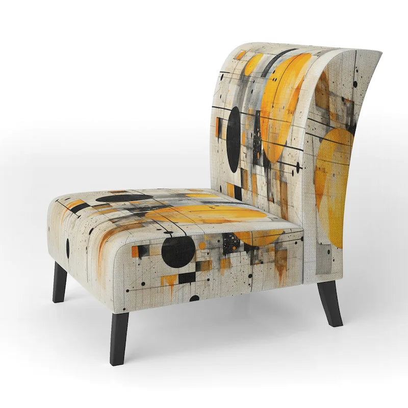 Chaise d'appoint Designart Geometric Abstraction III en tissu avec formes abstraites et chaise à accoudoirs moderne et contemporaine