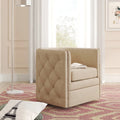 Leslie Top Grain Leather Swivel Tufted Chair