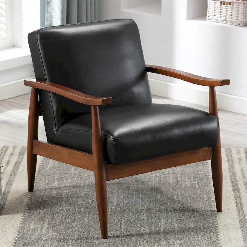 Fauteuil d'appoint Anna en similicuir avec base en bois de Greyson Living