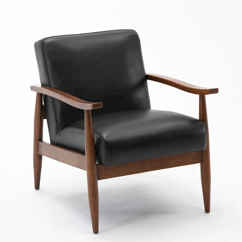 Fauteuil d'appoint Anna en similicuir avec base en bois de Greyson Living