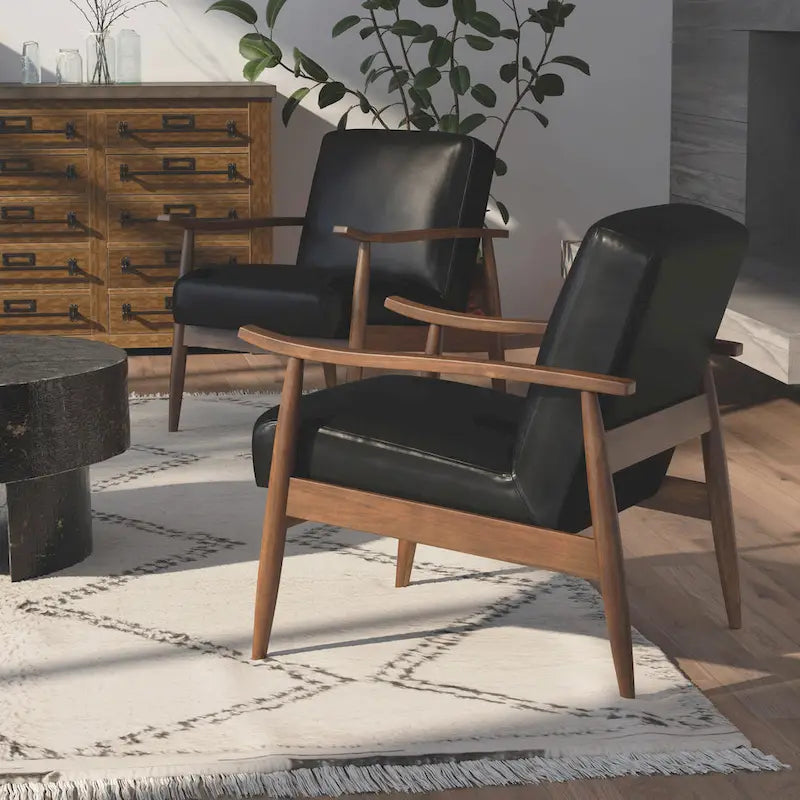 Fauteuil d'appoint Anna en similicuir avec base en bois de Greyson Living