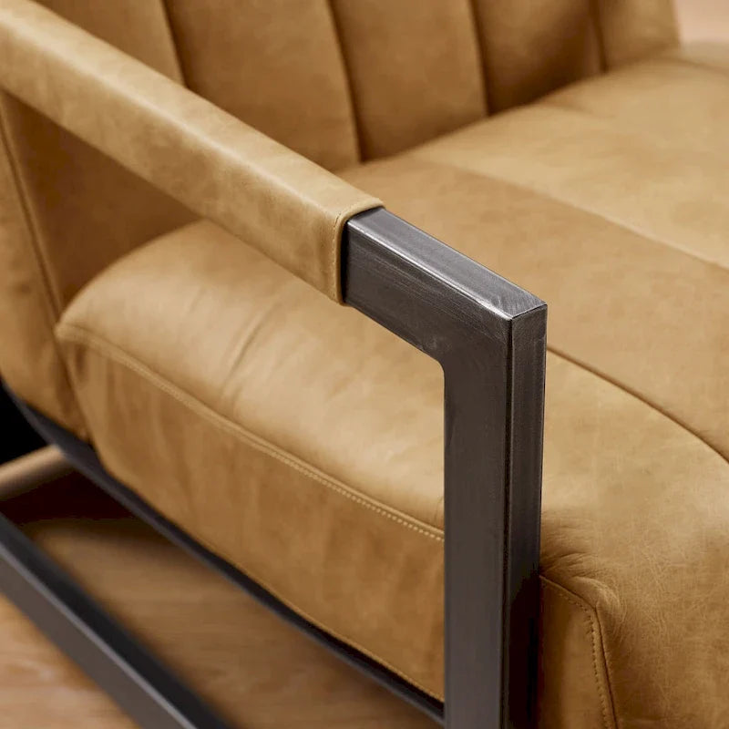 Art Leon Genuine Leather Lounge Accent Arm Chair