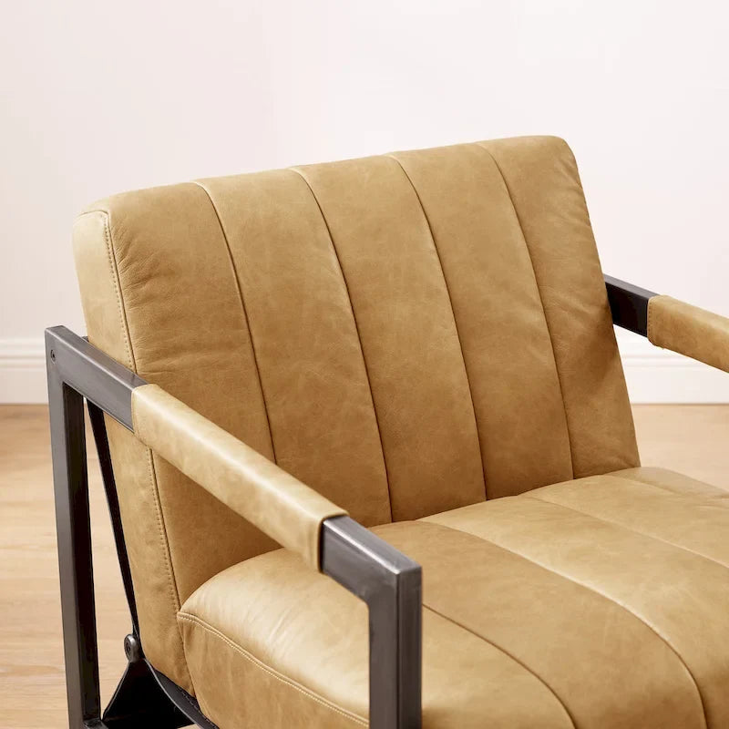 Art Leon Genuine Leather Lounge Accent Arm Chair