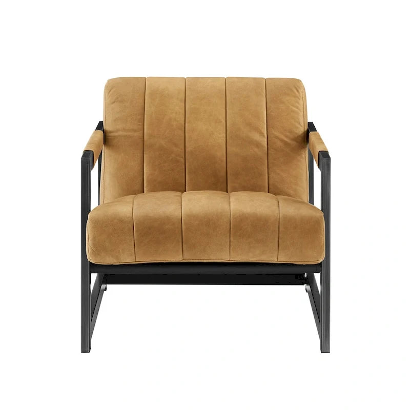 Art Leon Genuine Leather Lounge Accent Arm Chair