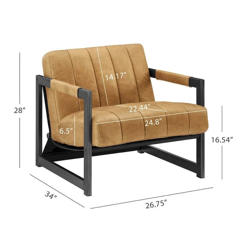 Art Leon Genuine Leather Lounge Accent Arm Chair