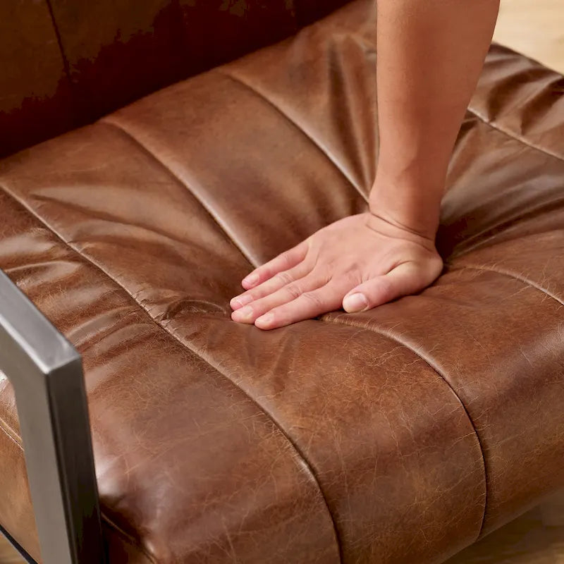 Art Leon Genuine Leather Lounge Accent Arm Chair