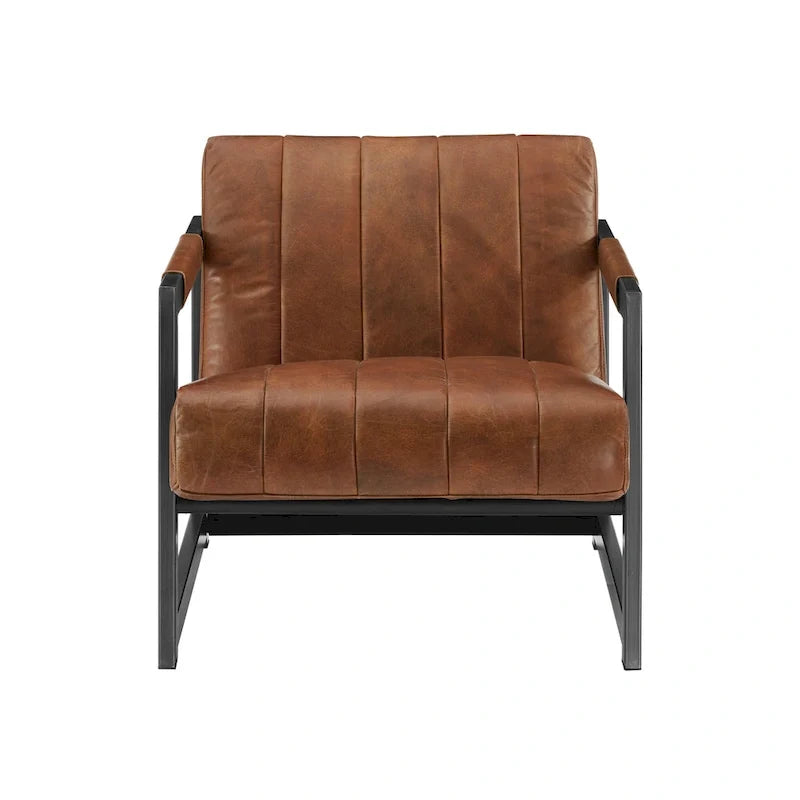 Art Leon Genuine Leather Lounge Accent Arm Chair