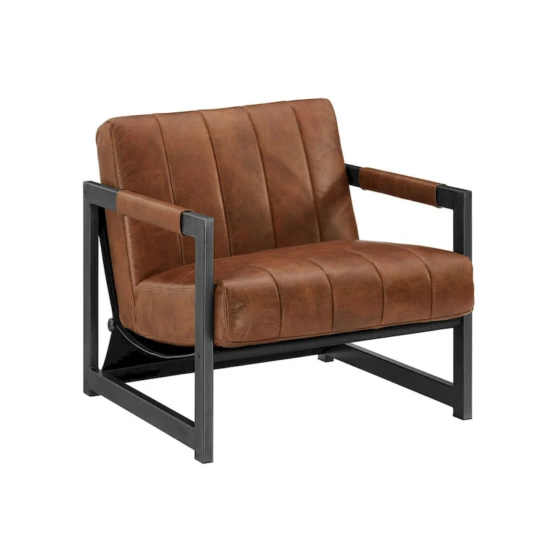 Art Leon Genuine Leather Lounge Accent Arm Chair