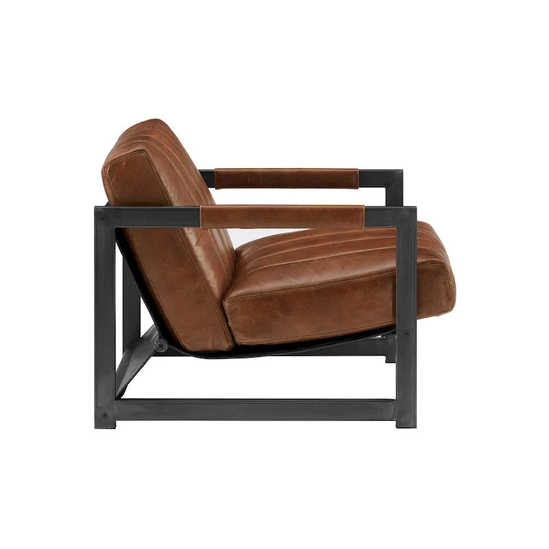 Art Leon Genuine Leather Lounge Accent Arm Chair