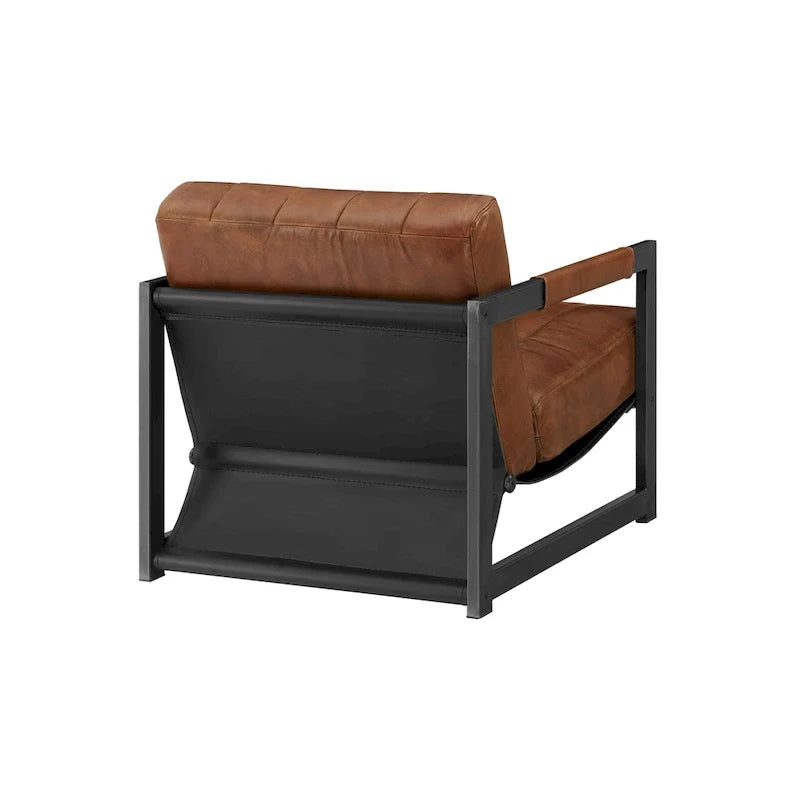 Art Leon Genuine Leather Lounge Accent Arm Chair