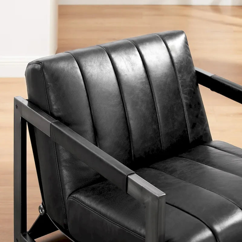Art Leon Genuine Leather Lounge Accent Arm Chair