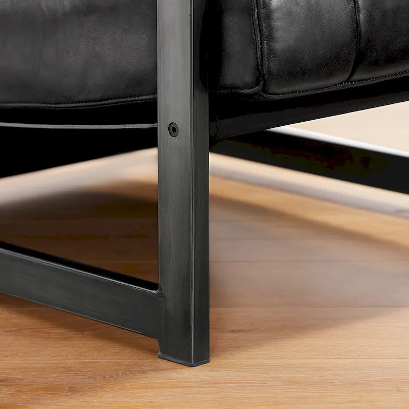 Art Leon Genuine Leather Lounge Accent Arm Chair