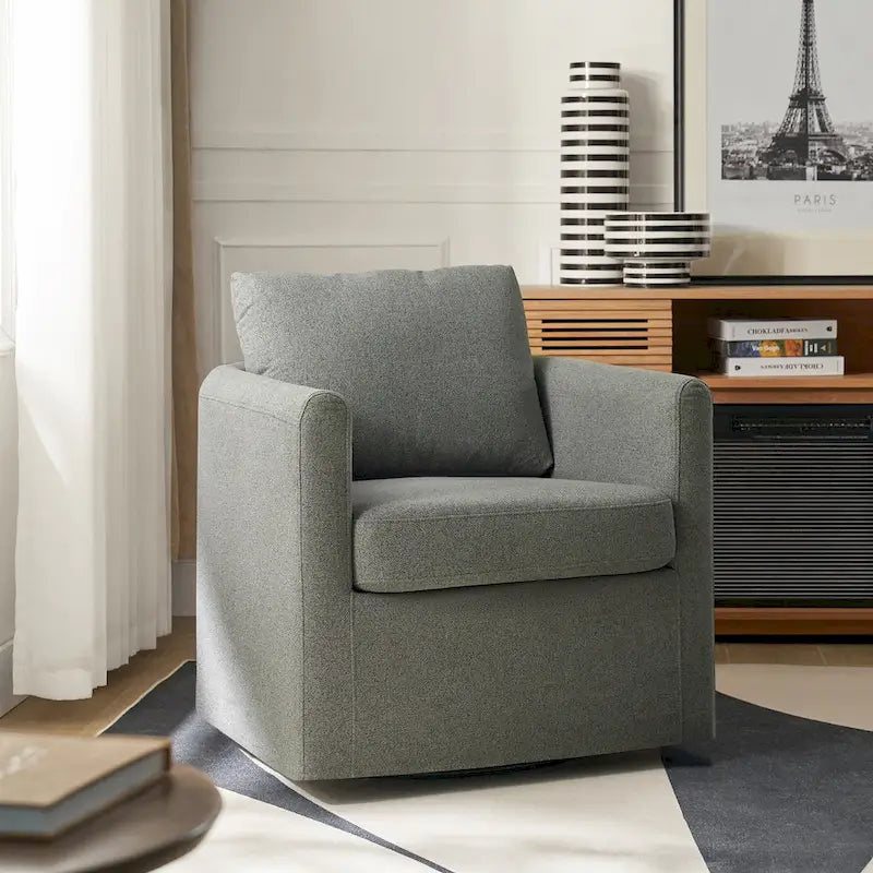 Erkenbald Modern 360-Degree Swivel Chair with Removable Slipcover by HULALA HOME