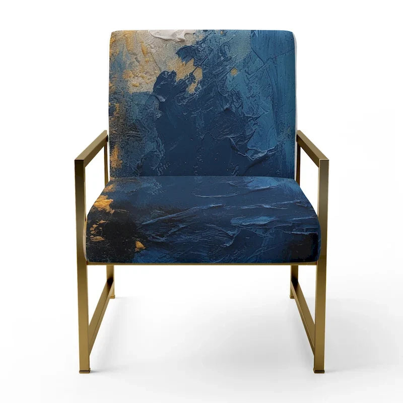 Fauteuil d'appoint abstrait et contemporain Designart « Intuitive Expressions I » bleu et jaune avec accoudoirs