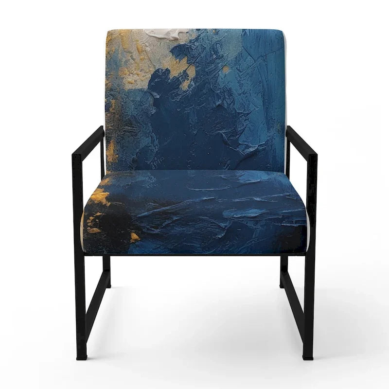 Fauteuil d'appoint abstrait et contemporain Designart « Intuitive Expressions I » bleu et jaune avec accoudoirs