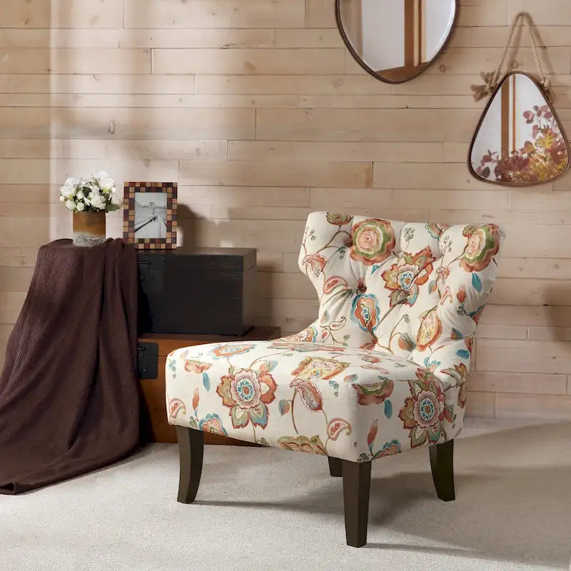 Madison Park Bree Hourglass Tufted Armless Chair