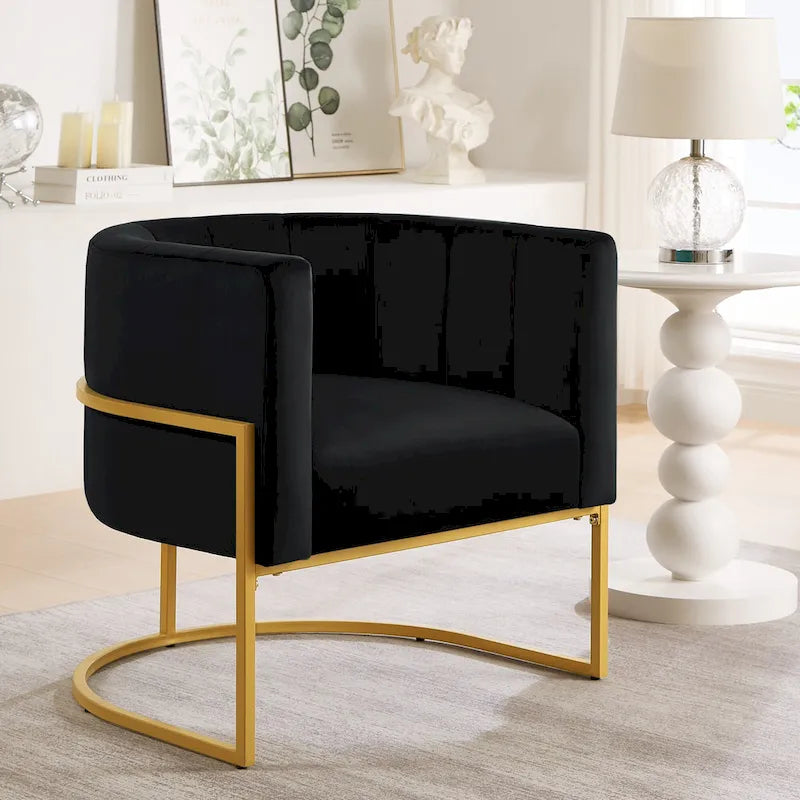 Accent Chair with Golden Metal Stand
