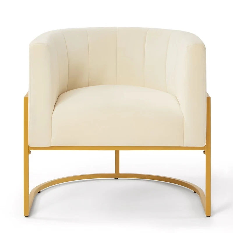 Accent Chair with Golden Metal Stand