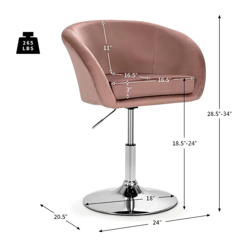 Chaise de coiffeuse réglable en hauteur, chaise de loisirs pivotante moderne en velours