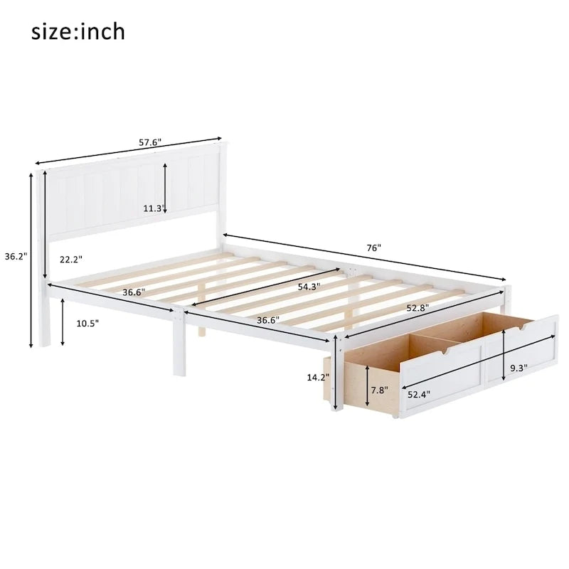 Letto a piattaforma moderno con cassetto sottoletto