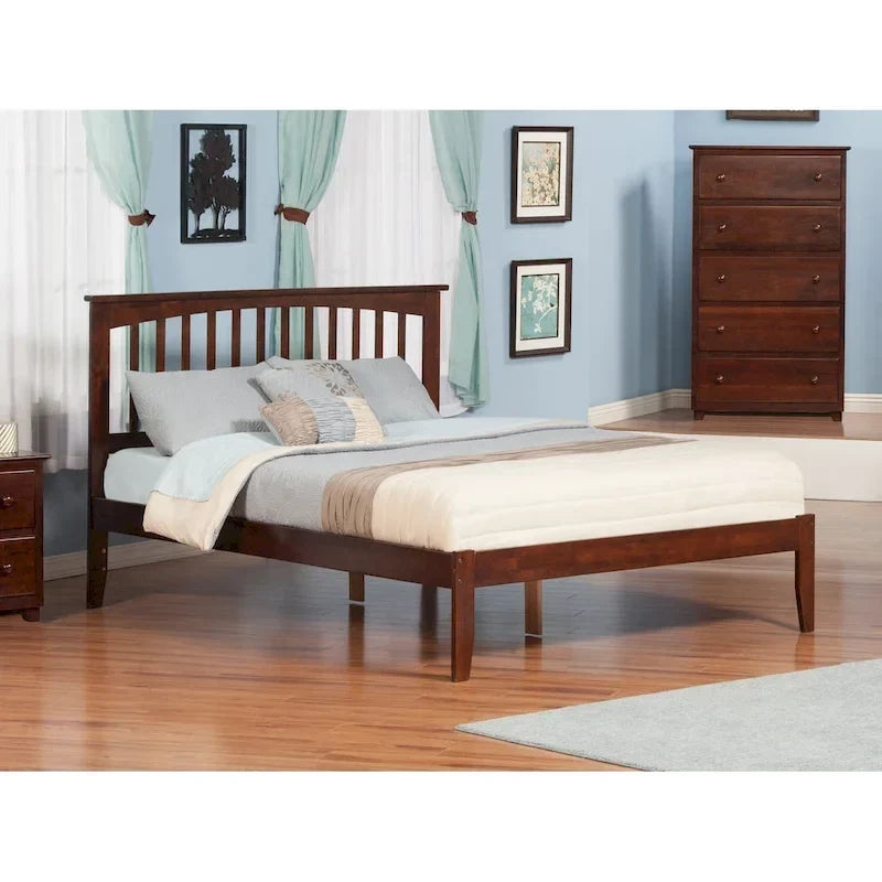 Letto matrimoniale Mission King in noce