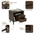 Table de chevet rustique Kinbor, 2 tiroirs avec étagère de rangement, table d'appoint pour chambre à coucher ou salon (lot de 2)