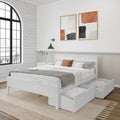 Letto matrimoniale Plank and Beam con testiera a pannelli e cassetti contenitore