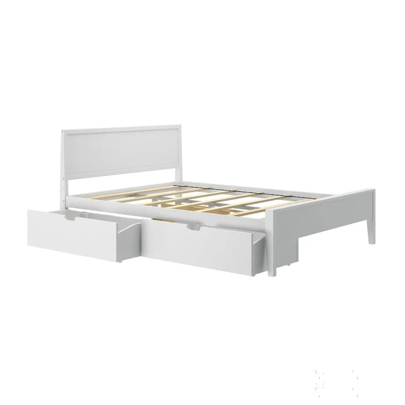 Letto matrimoniale Plank and Beam con testiera a pannelli e cassetti contenitore