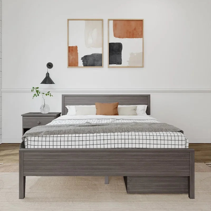 Letto matrimoniale Plank and Beam con testiera a pannelli e cassetti contenitore