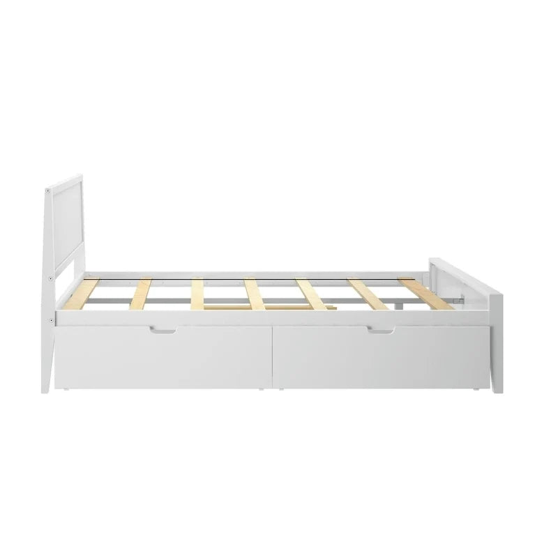 Letto matrimoniale Plank and Beam con testiera a pannelli e cassetti contenitore