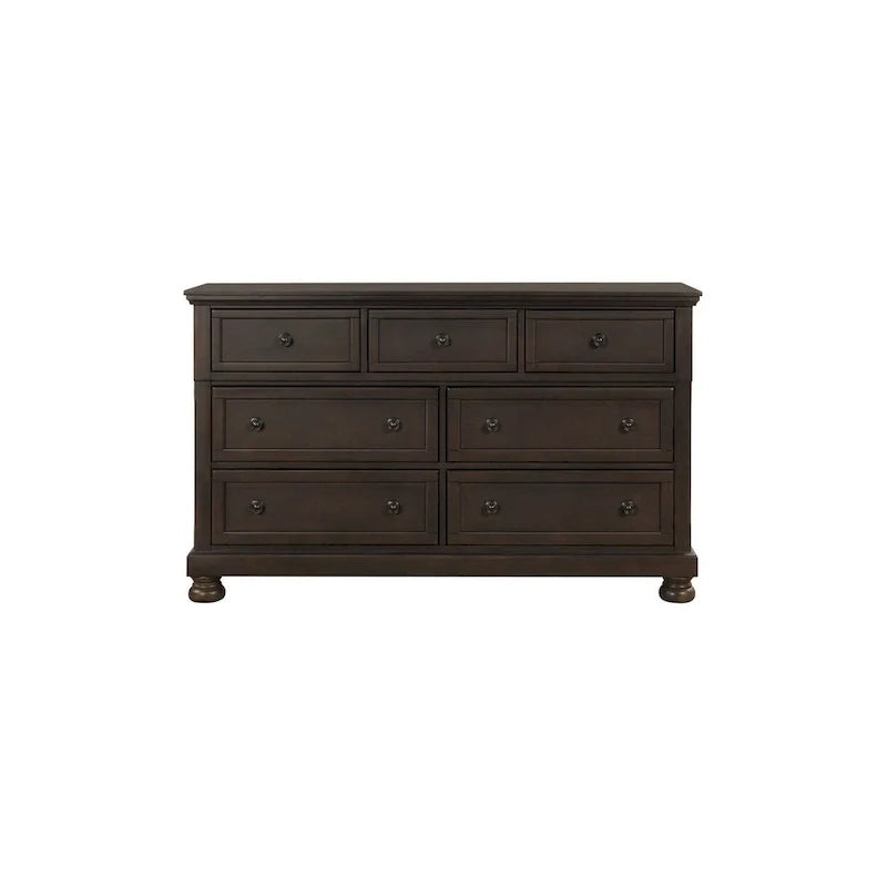 Ensemble de chambre à coucher Brandie à plateforme avec lit traîneau de rangement moderne, 6 pièces, brun grisâtre