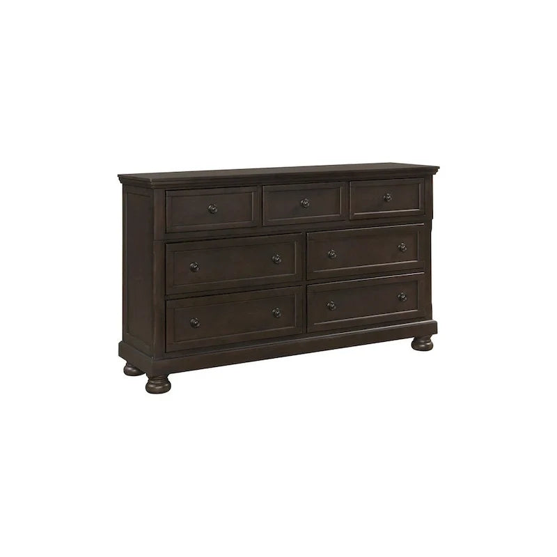 Ensemble de chambre à coucher Brandie à plateforme avec lit traîneau de rangement moderne, 6 pièces, brun grisâtre