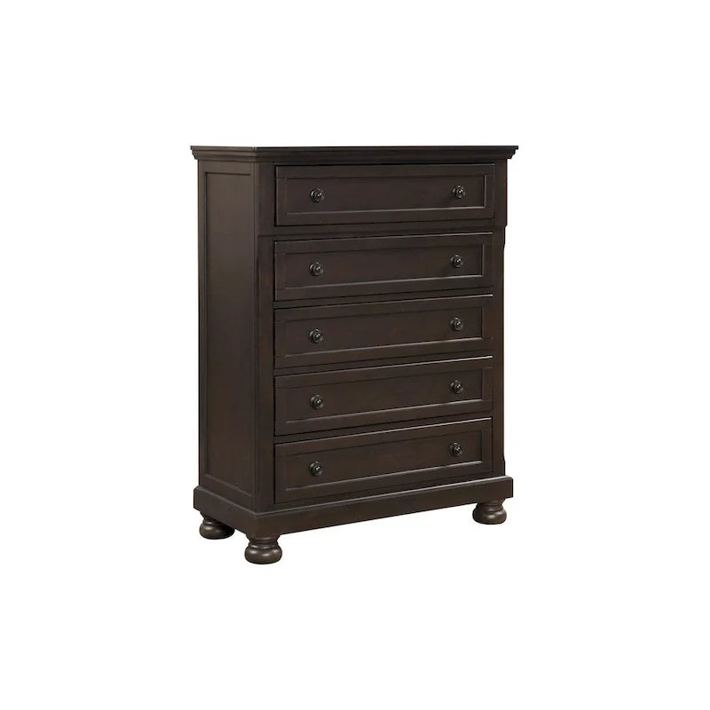 Ensemble de chambre à coucher Brandie à plateforme avec lit traîneau de rangement moderne, 6 pièces, brun grisâtre