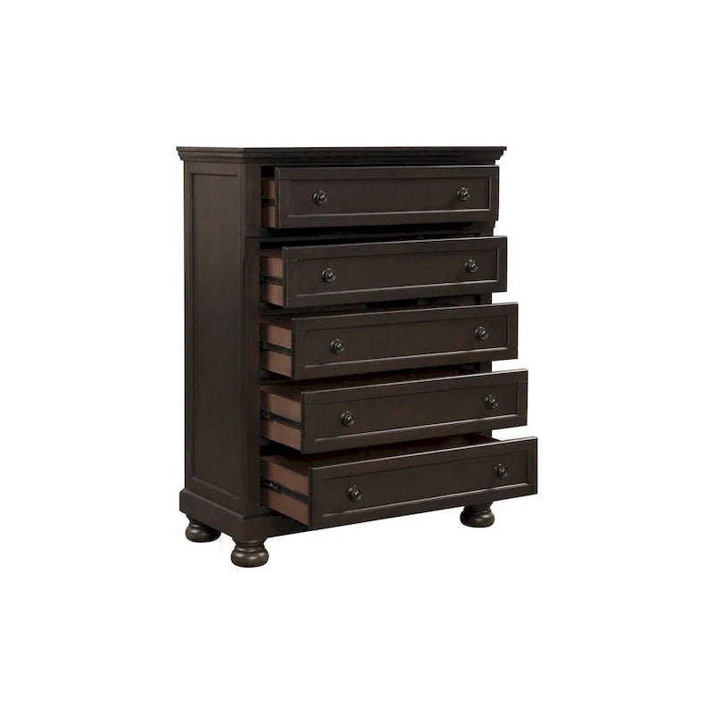 Ensemble de chambre à coucher Brandie à plateforme avec lit traîneau de rangement moderne, 6 pièces, brun grisâtre