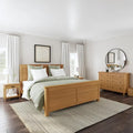 Lit King Size en Bois Marron Oak Park, Deux Tables de Chevet et Commode