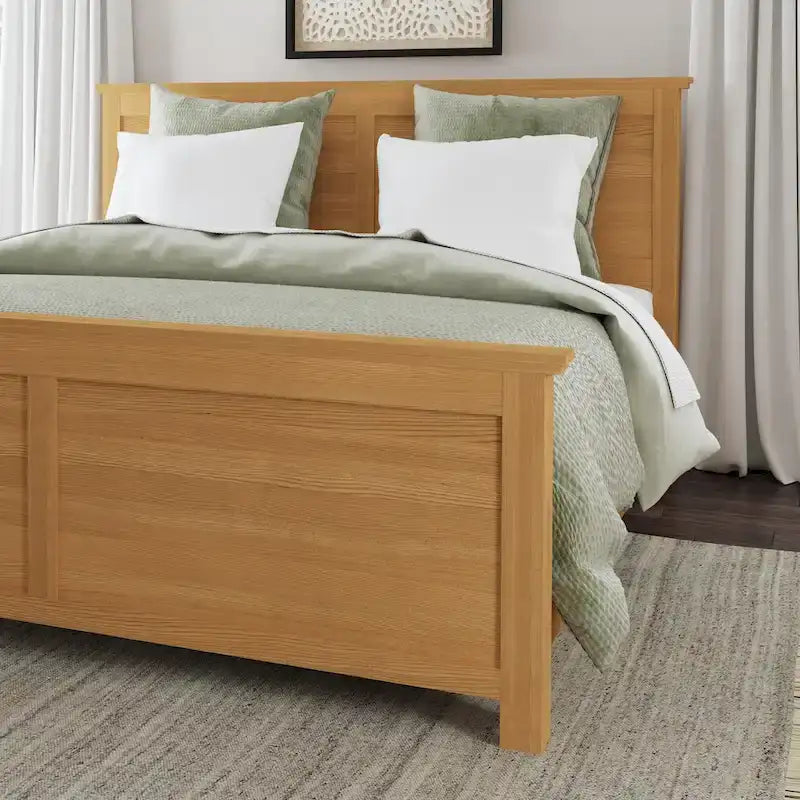 Lit King Size en Bois Marron Oak Park, Deux Tables de Chevet et Commode