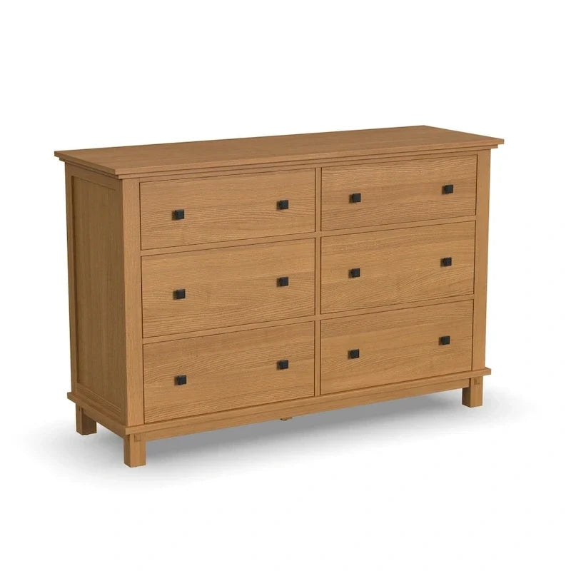 Lit King Size en Bois Marron Oak Park, Deux Tables de Chevet et Commode