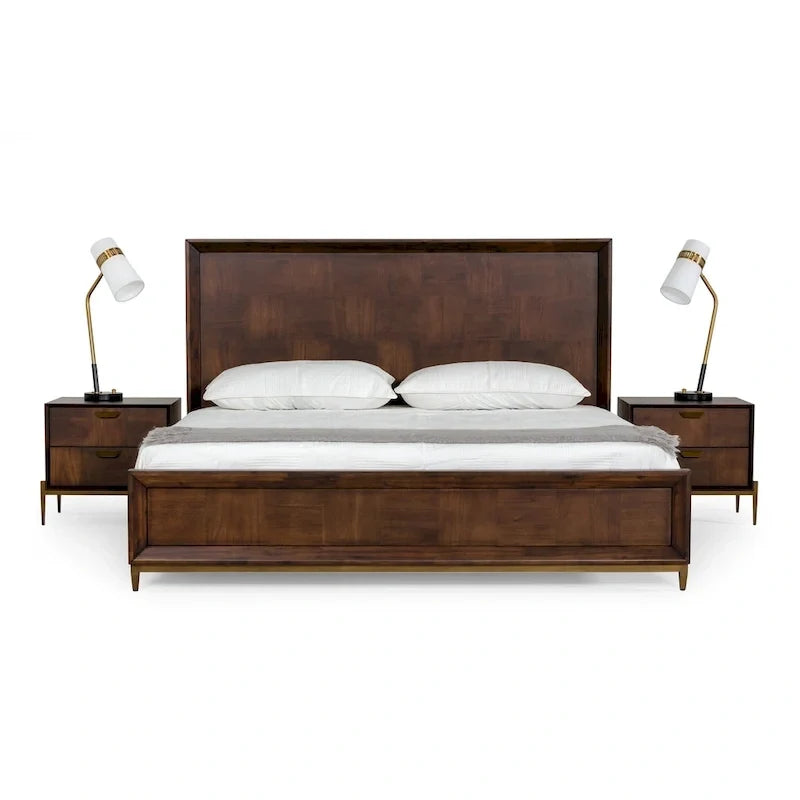 Modrest Shane Modern Acacia & Brass Bed