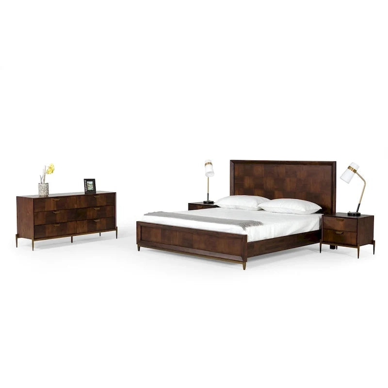 Modrest Shane Modern Acacia & Brass Bed